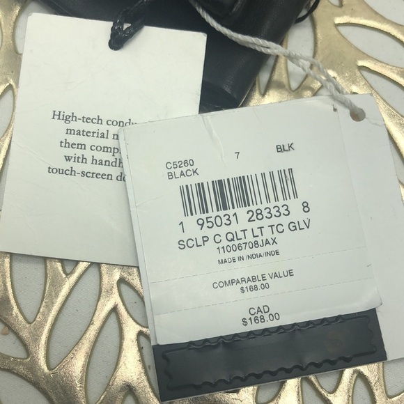 NWT Coach Embossed Sheep Skin Leather with 100% Wool Lining Gloves Size 7 - Picture 8 of 8